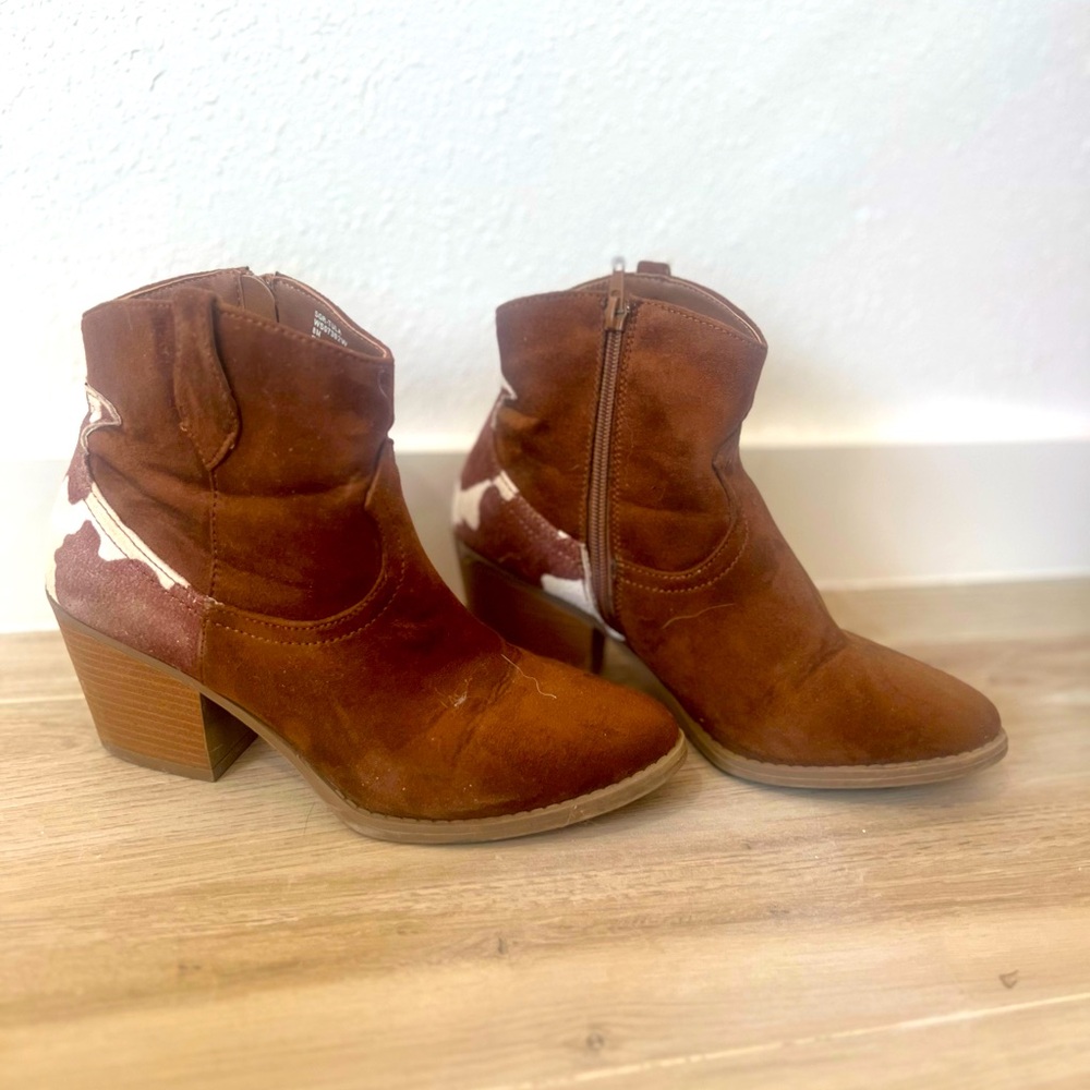 Cow Print Western Booties